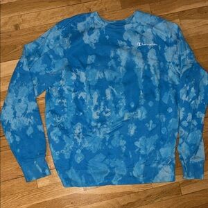 Champion Blue Tie-Dye Crewneck Sweatshirt
